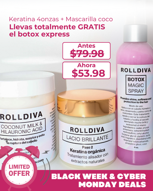 Keratina 4oz, Mascarilla de leche de coco 🥥 y ácido hialuronico y Botox express GRATIS!
