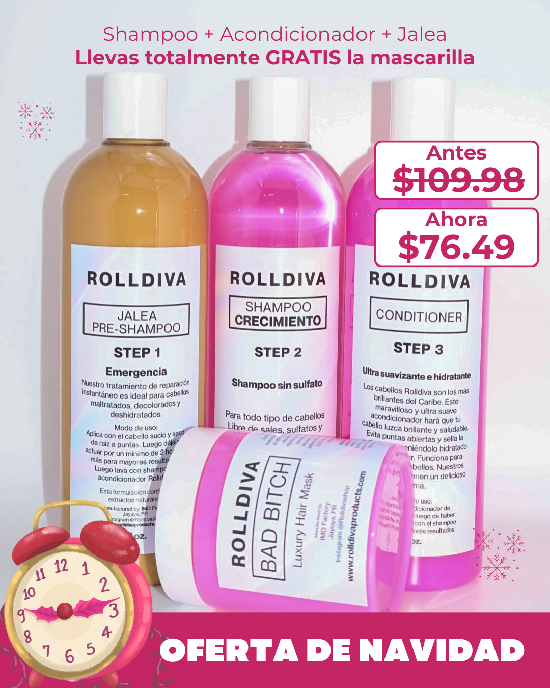 Jalea Emergencia, Shampoo, Acondicionador y Mascarilla Bad Bitch GRATIS!!